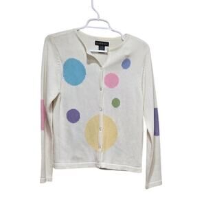 Copper Key Pastel Polka Dot Cardigan Sweater Vintage 90s L